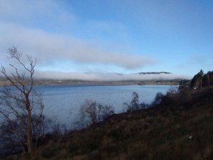 Leaving  Bonar  Bridge, watching the fog lift
