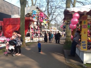 Cycle route overtaken by funfair
